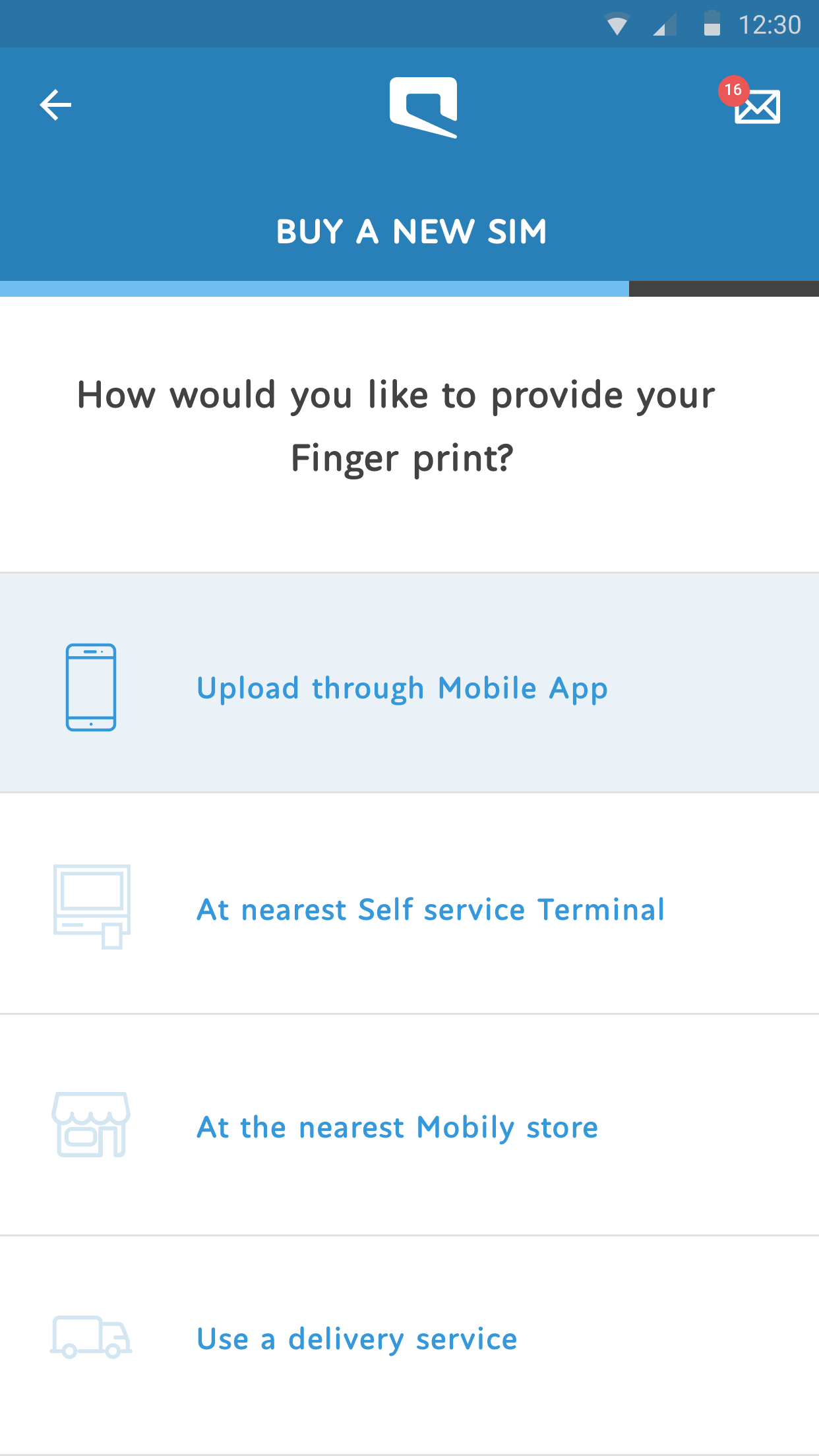Mobile app development case study - Telecom industry - Mobily fingerprint update  screen